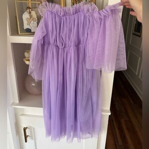 Lavender Off-Shoulder Tulle Dress